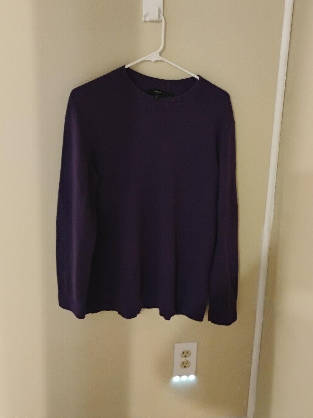 Theory Mens Crewneck Long Sleeve Purple Cashmere Sweater Sz L
